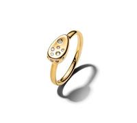 PANDORA Essence Mittelgroßer Steinbesetzter Ovaler Kuppel-Siegelring mit 14K vergoldeter Metalllegierung und Zirkonia, Größe: 52, 164672C01-52