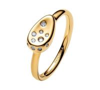 PANDORA Essence Mittelgroßer Steinbesetzter Ovaler Kuppel-Siegelring mit 14K vergoldeter Metalllegierung und Zirkonia, Größe: 48, 164672C01-48