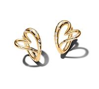 Pandora Essence Organisch Geformte Steinbesetzte Herz-Creolen mit 14K vergoldeter Metalllegierung und Zirkonia, 264664C01
