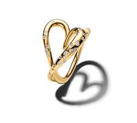 PANDORA Essence Organisch Geformter Steinbesetzter Herz-Ring mit 14K vergoldeter Metalllegierung und Zirkonia, Größe: 52, 164675C01-52