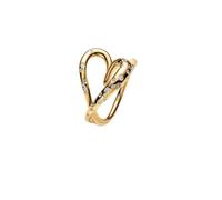 PANDORA Essence Organisch Geformter Steinbesetzter Herz-Ring mit 14K vergoldeter Metalllegierung und Zirkonia, Größe: 48, 164675C01-48