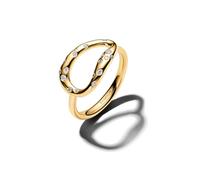 PANDORA Essence Organisch Geformter Steinbesetzter Statement-Ring mit 14K vergoldeter Metalllegierung und Zirkonia, Größe: 60, 164676C01-60