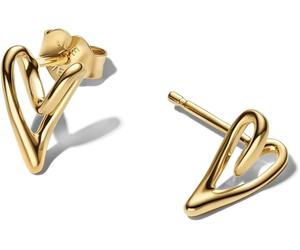 Pandora Essence Organisch Geformtes Herz Ohrstecker aus 14 Karat vergoldeter Metalllegierung, 264393C00