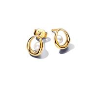 Pandora Essence Ovale Organisch Geformte & Behandelte Süßwasserzuchtperlen Ohrringe aus Sterling Silber mit vergoldeter Metalllegierung, 263295C01