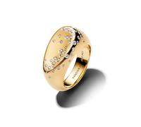 PANDORA Essence Steinbesetzter Ovaler Kuppel-Siegelring mit 14K vergoldeter Metalllegierung und Zirkonia, Größe: 58, 164671C01-58