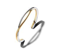 PANDORA Essence Verschlungener Offener Bicolor Armreif aus Sterling-Silber mit 14 Karat vergoldeter Metalllegierung, Größe: 17,5cm, 564656C00-2