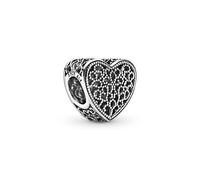 PANDORA Filigranarbeit und Metallperlen Herz-Charm Sterling-Silber 8 x 10,5 x 11 mm (T/H/B)