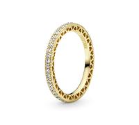 PANDORA Funkeln und Herzen Ring mit 14 Karat vergoldete Metalllegierung und Cubic Zirkonia Steinen, Größe 50, 168655C01-50