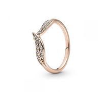 Pandora Funkelnde Blätter Ring in 14 Karat rosévergoldete Metalllegierung mit Zirkoniasteinen aus der Pandora Moments Collection, Größe 52