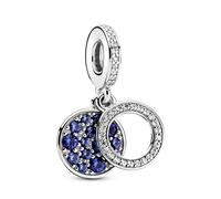 Pandora Schmuck 799186C01 Silber Charm-Anhänger Funkelnde Blaue Scheibe