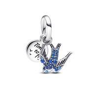 Pandora Charm Anhänger 792570C01 - Schwalbe - Silber - Kristall Blau