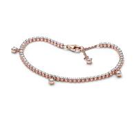 PANDORA Funkelnde Tropfen Tennisarmband in 14 Karat Rosévergoldeter Metalllegierung mit Künstlichen Kristallen, Gr.18, 582401C01-18