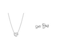 PANDORA: Funkelnde Unendlichkeits-Herz Collier-Halskette & Ohrstecker aus Sterling Silber mit Zirkonia Steinen, Größe 50cm, für Damen - Romantisches Schmuckset für Liebesoccasionen