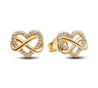 Pandora Moments Funkelnde Unendlichkeits-Herz Ohrstecker aus Sterling Silber mit vergoldeter Metalllegierung und Zirkonia, 262667C01