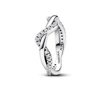 PANDORA Timeless Funkelnde Verschlungene Welle Ring aus Sterling Silber mit Cubic Zirkonia, Größe 54, 193098C01-54