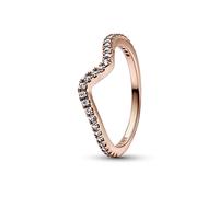 PANDORA Funkelnde Welle Ring aus Sterlingsilber mit Zirkonia in der Farbe Roségold, PANDORA Timeless Collection, Gr.56, 182539C01-56