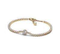 PANDORA Funkelnder Kranz Tennisarmband in 14 Karat Vergoldete Metalllegierung mit Künstlichen Kristallen, Gr.20, 569416C01-20