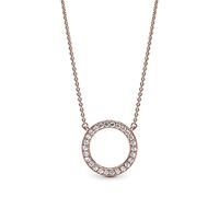 PANDORA Funkelnder Kreis Halskette in Roségold mit 14 Karat rosévergoldete Metalllegierung und Cubic Zirkonia Steinen Moments Collection, Länge 45cm