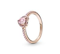 Pandora funkelnder rosa Erhhter Herzring - Rosgold Ring fr Frauen - Schichten oder stapelbarer Ring - Geschenk fr sie - 14k Rosgold -plattie