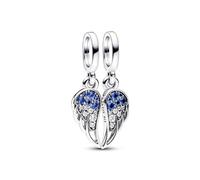PANDORA Moments Funkelnder Teilbarer Engelsflügel Charm-Anhänger aus Sterling Silber mit Zirkonia, Kompatibel Moments Armbändern, 792821C01