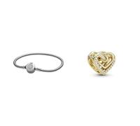 Pandora Funkelndes Crown O Schlangen-Gliederarmband in Silber 20cm & Funkelnde Verschlungene Herzen Charm aus 14 Karat Vergoldeter Metalllegierung mit Cubic Zirkonia, 769270C01