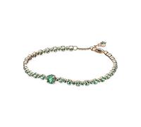 PANDORA Funkelndes Herz Tennisarmband in 14 Karat Rosévergoldeter Metalllegierung mit Künstlichen Grünen Kristallen, Gr.18, 580044C01-18