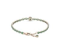 PANDORA Funkelndes Herz Tennisarmband in 14 Karat Rosévergoldeter Metalllegierung mit Künstlichen Grünen Kristallen, Gr.20, 580044C01-20