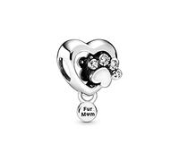PANDORA Funkelndes Hundepfotenabdruck & Herz Charm, Silber, 1,7cm, 798873C01