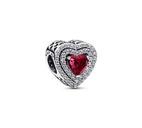 Pandora Charm 799218C02 - Sparkling Red Leveled Heart - Silber - Steinmix Rot