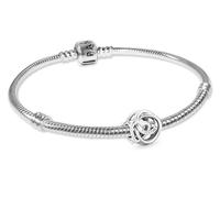 PANDORA Geschenk-Set Armband für Damen Silber Familie Für Immer Schmuck Bundle mit Charm für Frauen 925 Sterlingsilber, liebevolle Geschenkidee 21516-19 19 cm