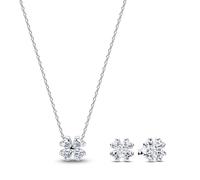 PANDORA Geschenkset für Damen Kette und Ohrstecker Funkelnder Glücksklee