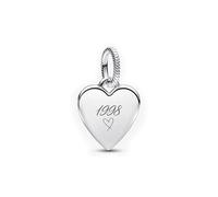 PANDORA Moments Gravierbarer Herz Charm-Anhänger aus Sterling Silber, Kompatibel Moments Armbändern, 398914C00