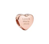 PANDORA Gravierbares Herz Charm-Anhänger aus rosévergoldeter Metalllegierung, Kompatibel Moments, Moments Kollektion, 782015C00