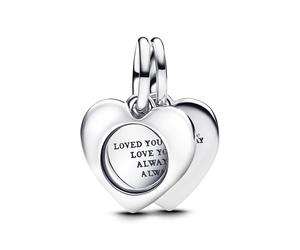 PANDORA Gravierbares Herz Lupe Doppelter Charm-Anhänger 793671C00