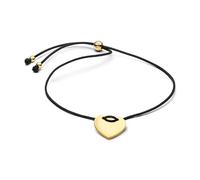PANDORA Gravierbares Herz Schwarze Kordel Schiebeverschluss mit 14K vergoldeter Metalllegierung, Größe: 28cm, 564420C01-2