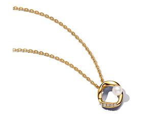 PANDORA Halskette mit Perle und Zirkonia-Pavé, 14 Karat vergoldet - 363303C01-45