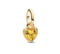 Pandora ME Herz Mini-Charm-Anhänger aus 14 Karat Vergoldetem Sterling Silber mit Zirkonia, Kompatibel Me und Moments Anhänger, 763862C01