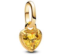 Pandora ME Herz Mini-Charm-Anhänger aus 14 Karat Vergoldetem Sterling Silber mit Zirkonia, Kompatibel Me und Moments Anhänger, 763862C01