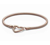 PANDORA Moments Herzverschluss Schlangen-Gliederarmband aus 14 Karat rosévergoldeter Metalllegierung - kompatibel Moments Armbänder - Größe: 16cm
