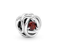 PANDORA Januar Geburtsstein Roter Ewigkeitskreis Charm aus Sterling-Silber mit Kristallen, 790065C06
