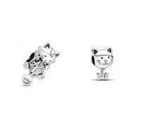 PANDORA Kätzchen & Garnknäuel Charm in Sterling Silber Moments Collection & Katze & Schleife Charm aus Sterling Silber mit Zirkonia - Kompatibel Moments Armbänder