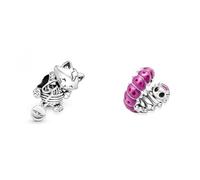 PANDORA Kätzchen & Garnknäuel Charm in Sterling Silber Moments Collection & MOMENTS Charm Süße gekräuselte Raupe Silber 790762C01