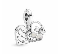PANDORA Katzen & Herz Charm-Anhänger aus Sterling-Silber mit Zirkonia Steinen Moments Collection