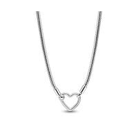 PANDORA Moments Herzverschluss Schlangen-Gliederhalskette aus Sterling Silber, Kompatibel Moments Charms, Größe 45cm,393377C00-45