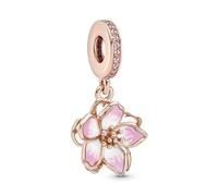 PANDORA Kirschblüten-Anhänger aus rosévergoldeter Metalllegierung mit Zirkoniasteinen verziert, Kompatibel Moments, 780667C01