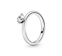 PANDORA Klares Herz Solitär-Ring aus Sterling Silber mit Cubic Zirkonia, Größe 48, 198691C01-48