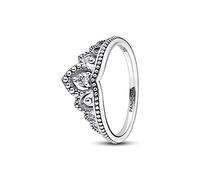 PANDORA Königlicher Perlen Diadem-Ring aus Sterling Silber mit Zirkonia - kombinierbar mit Schmuck Moments Kollektion - Größe: 56