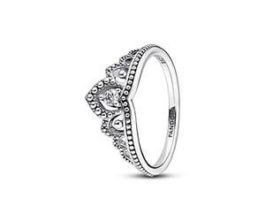 PANDORA Königlicher Perlen Diadem-Ring aus Sterling Silber mit Zirkonia - kombinierbar mit Schmuck Moments Kollektion - Größe: 56
