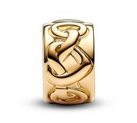 PANDORA Moments Liebesknoten Clip aus Sterling Silber mit vergoldeter Metalllegierung und künstlichem Kristall, Kompatibel Moments Armbänder, 768035C00