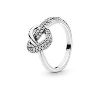 PANDORA Liebesknoten Ring aus Sterling-Silber mit Cubic Zirkonia aus der PANDORA Moments Kollektion, Größe: 54, 198086CZ-54